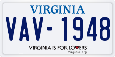 VA license plate VAV1948