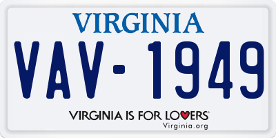 VA license plate VAV1949