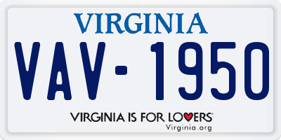 VA license plate VAV1950