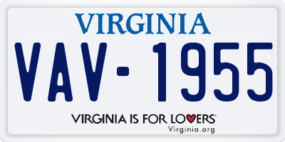 VA license plate VAV1955
