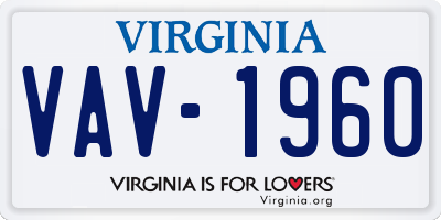 VA license plate VAV1960