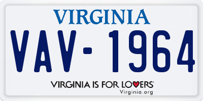 VA license plate VAV1964