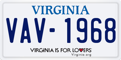 VA license plate VAV1968