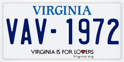 VA license plate VAV1972