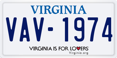 VA license plate VAV1974