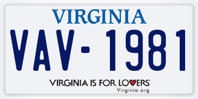 VA license plate VAV1981