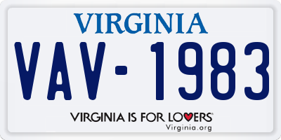 VA license plate VAV1983