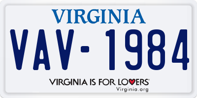 VA license plate VAV1984