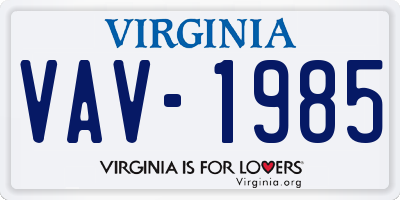 VA license plate VAV1985