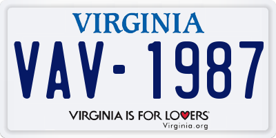 VA license plate VAV1987