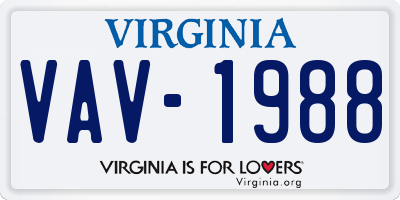 VA license plate VAV1988