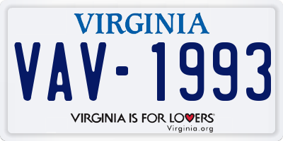 VA license plate VAV1993