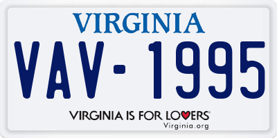 VA license plate VAV1995