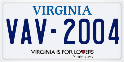 VA license plate VAV2004