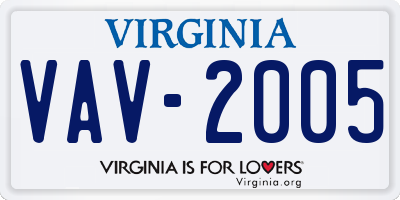VA license plate VAV2005