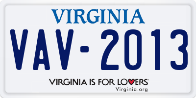 VA license plate VAV2013