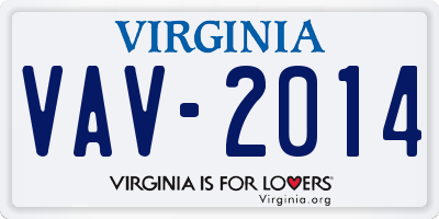 VA license plate VAV2014