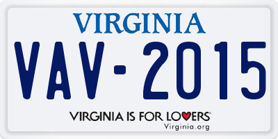 VA license plate VAV2015