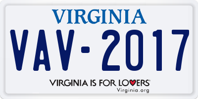 VA license plate VAV2017