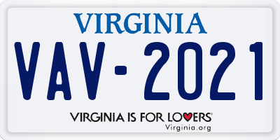 VA license plate VAV2021