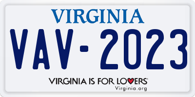 VA license plate VAV2023