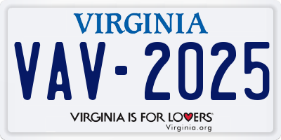 VA license plate VAV2025