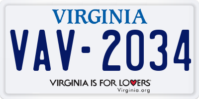 VA license plate VAV2034