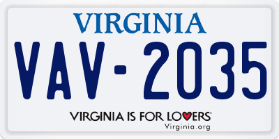 VA license plate VAV2035