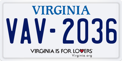 VA license plate VAV2036