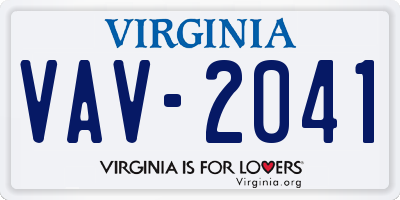 VA license plate VAV2041