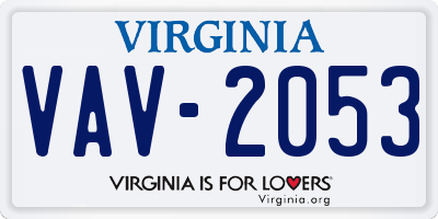 VA license plate VAV2053
