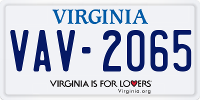 VA license plate VAV2065
