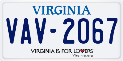 VA license plate VAV2067