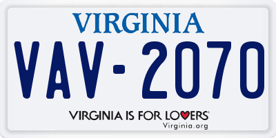 VA license plate VAV2070