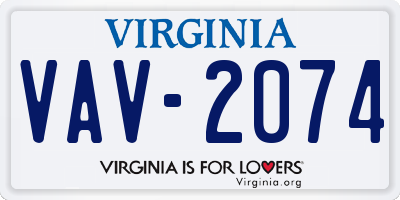VA license plate VAV2074