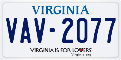 VA license plate VAV2077