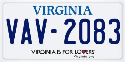 VA license plate VAV2083