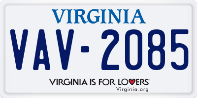 VA license plate VAV2085