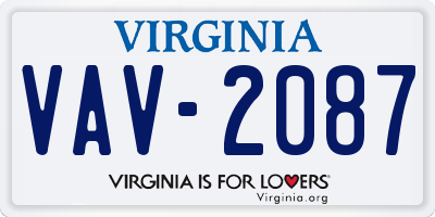 VA license plate VAV2087