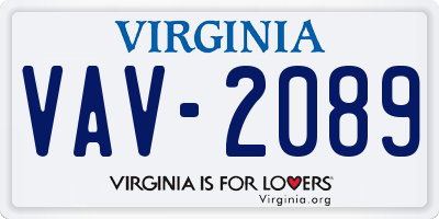 VA license plate VAV2089