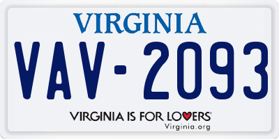 VA license plate VAV2093