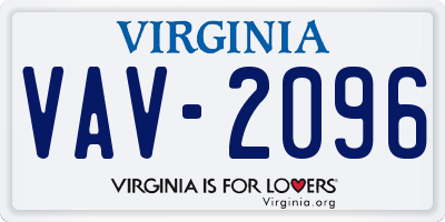 VA license plate VAV2096