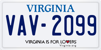 VA license plate VAV2099