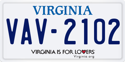 VA license plate VAV2102
