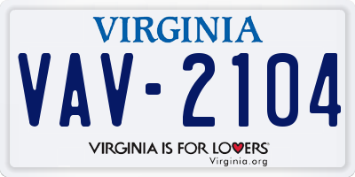 VA license plate VAV2104