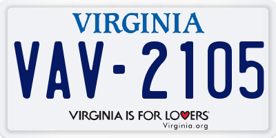 VA license plate VAV2105