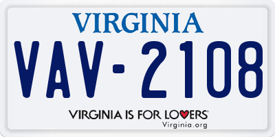 VA license plate VAV2108