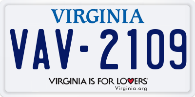 VA license plate VAV2109