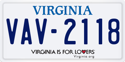 VA license plate VAV2118