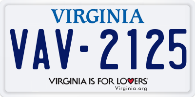 VA license plate VAV2125